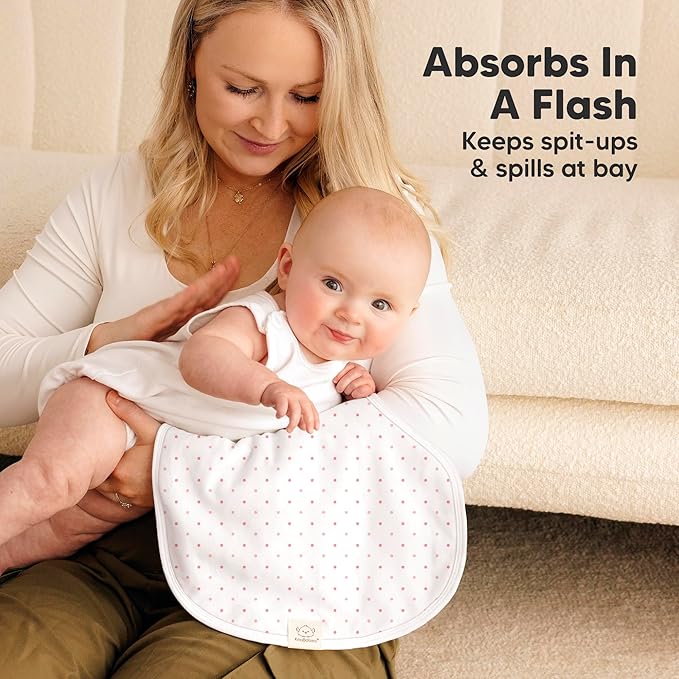 KeaBabies 4-Pack Baby Burp Cloths Baby Girl, Boy - Organic Cotton Burp Cloth, Extra Large, Absorbent, Soft Burping Cloths & Bibs Set for Babies, Newborn Burp Clothes, Thick Burp Rags (Blush)