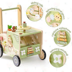 ROBUD Wooden Baby Walker, Baby Push Walker for 10+ Months, Montessori Push Toy, Adjustable Speed & Height Learning Toy with Activity Panel (Rustic Farm Adventure Theme)