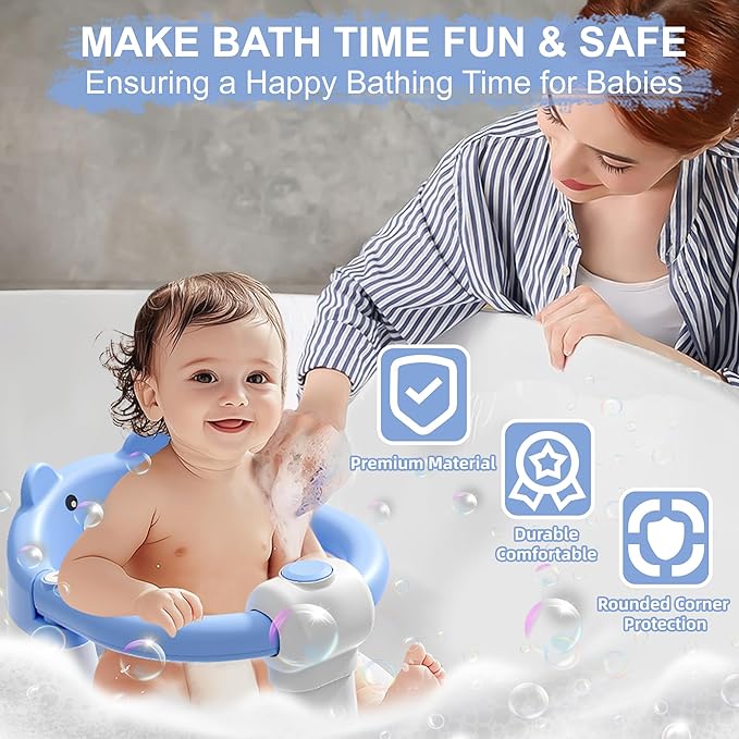 Baby Bath Seat for Babies 6 Months & Up, Toddler Bath Seats for Babies Sitting Up, Non-Slip Infant Bath Tub Chair with 4 Suction Cups & Soft Cushion for Shower, Compact Toddler Bathtub Seat, Blue