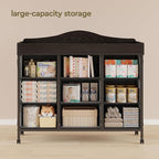 Baby Changing Table with 9 Fabric Drawers, Waterproof Diaper Changing Station & Pad, Mobile Nursery Diaper Changing Table, Baby Furniture, Bedroom, Black