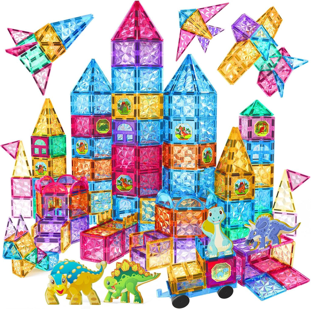 Jasonwell 110PCS Magnetic Tiles Building Blocks Set for Boys Girls Preschool Educational Magnet Construction Kit Stacking STEM Toys Christmas Birthday Gifts for Kids Toddlers 3 4 5 6 7 8 9 + Year Old