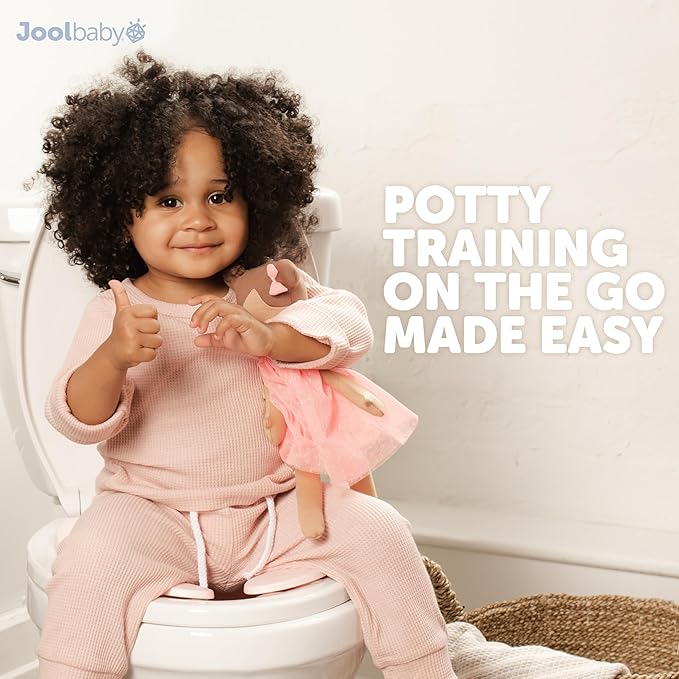 Jool Baby Folding Travel Potty Training Seat for Toddlers, Fits Round & Oval Toilets, Non-Slip Suction Cups, Includes Free Travel Bag (Pink)