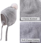 Basic Winter Baby Beanie Gloves Boys Girls Knitted Hat Pompom Kids Earflap Hats Warm Infant Toddler Beanie Mittens Set
