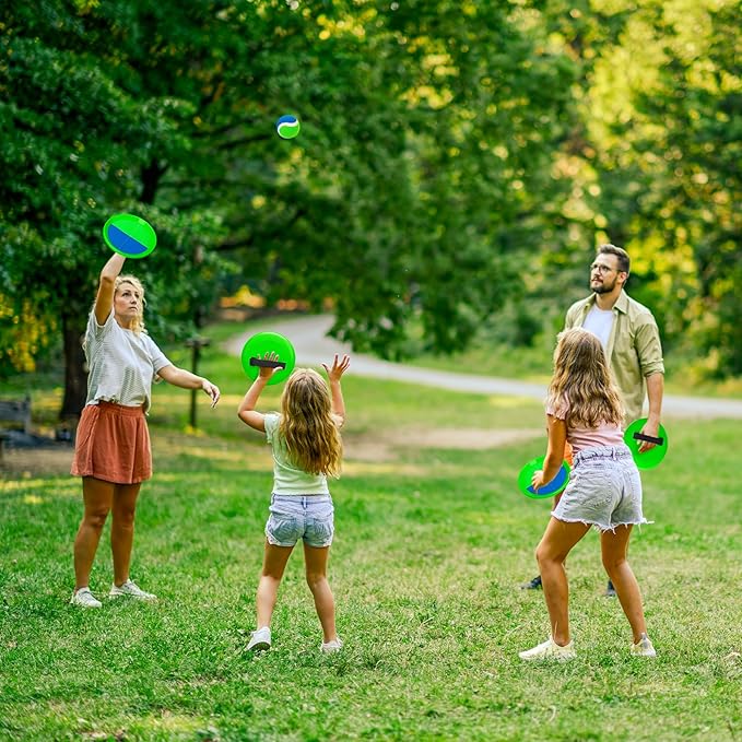 Toss and Catch Ball Set - Indoor Outdoor Toys for Kids Games - Outside Yard Pool Beach Toys for 3 4 5 6 7 8+ Years Old Boys Girls - Classic Birthday Gift - 6 Pack Green