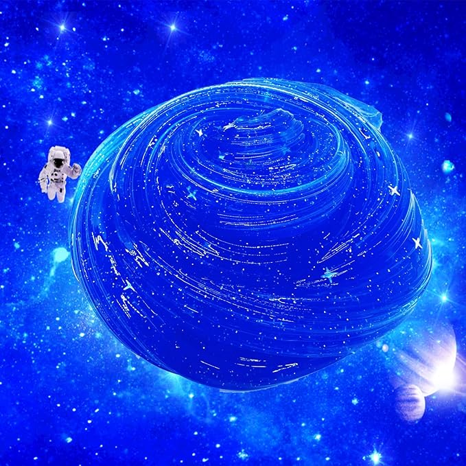 Super Galaxy Slime Kit, Blue Glitter Slime in a Variety of Shapes and Textures, Cosmic Starry Charm Includes Slime Kit Party Gifts.