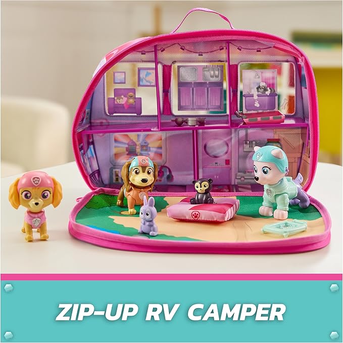 Paw Patrol Skye's World Pupcation Rescue Set with Skye, Everest & Liberty Bobble Head Toy Figures & RV Camper, Kids Toys for Boys & Girls Ages 3 & Up