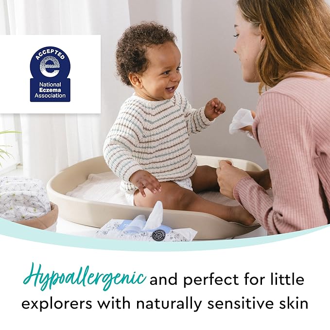 Hypoallergenic & strong Baby Wipes with 99% Water, Unscented & Plastic-Free, 12 resealable Packs (864 Wipes Total)