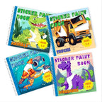 BulbaCraft 4Pcs Sticker Paint Books for Boys - Sticker Books by Number with Dinosaurs, Trucks, Animals and Under The Sea - Coloring Activity for Kids