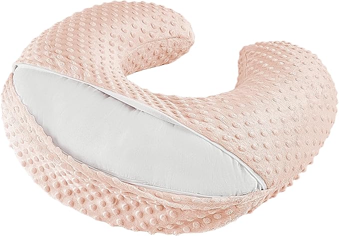 Nursing Pillow for Bottle and Breastfeeding, Ergonomic Comfort Nursing Essentials for Mom and Baby, Feeding Support Pillow with Removable Cover, Easier and Healthier Nursing (Light Pink)
