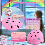Kids Bike Helmet with DIY Stickers and Knee Pads Elbow Pads Wrist Guard Set for Ages 3-8-14 Toddler Boys Girls Helmet for Roller Skates Cycling Skateboarding Bicycle Scooter