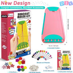 Arts and Crafts for Kids Ages 8-12,Friendship Bracelet Making Kit for Girl,Kids Jewelry Making Kit with 28 Pre-Cut Threads,Christmas Birthday Gifts for Ages 6 7 8 9 10 11 12 Year Old Pink/Cyan
