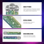 Sanwuta Fake Microphone Prop Sparkly Bling Rhinestones Plastic Play Microphone Pretend Glitter Bedazzled Mic for Cosplay Party Costume(Gradient)