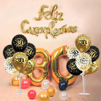 TONIFUL 4 Set Black Gold Balloon Stand Kit for Birthday Decorations for 30th,Balloon Centerpieces for Table Party Decorations Cheers to 30 Years Old Birthday for Men and Women