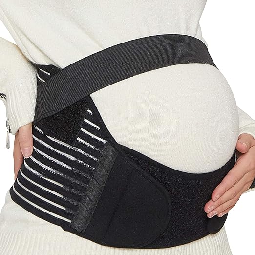 NeoTech Care Pregnancy Support Maternity Belt, Waist/Back/Abdomen Band, Belly Brace (Size L, Black Color)