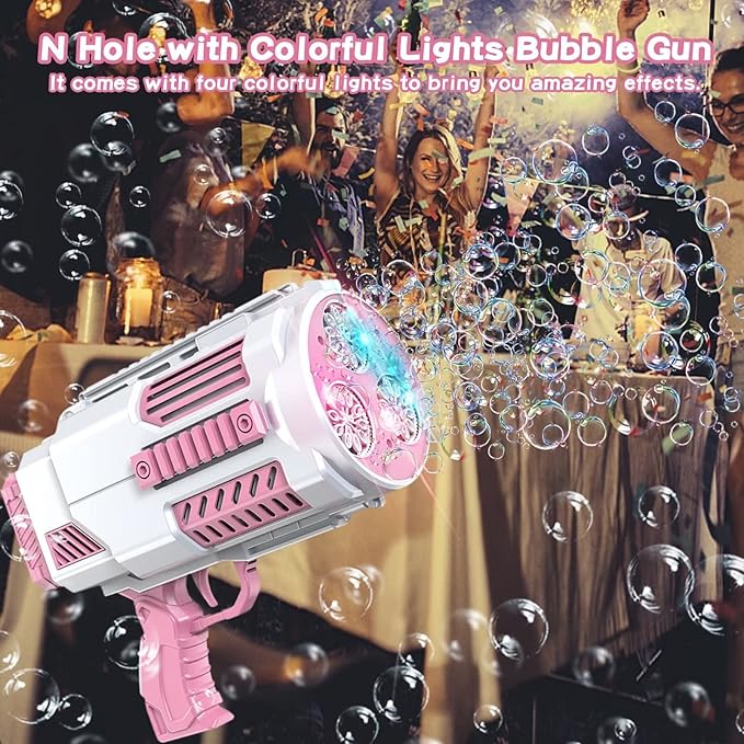 Bubble Machine Automatic Bubble Gun, Summer Beach Bubbles Blower Outdoor Kids Toys for Boy Girl Age 3 4 5 6 7 8 9 10 11 12 Year Old, Birthday Wedding Party Halloween Favors(No Dip)