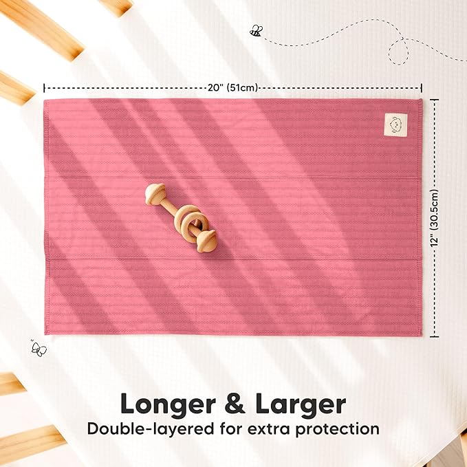 KeaBabies Organic Cotton Burp Cloths Baby Girl, Boy - 6-Pack Large Burping Clothes for Babies, Spit Up Rags, Super Soft & Absorbent Newborn Wash Towels, Gender Neutral, Non-Shrink (Stria, Rosewood)