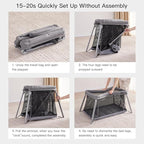 2 in 1 Portable Travel Crib for Toddler, Foldable Crib for Baby, Lightweight Playpen Collapsible Playard with Soft Mattress, Easy to Carry Baby Travel Bed for Outdoor, Indoor (Grey)