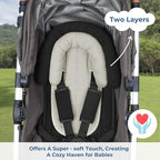 COOLBEBE Upgraded Babybody Support & Strap Covers Set for Newborn Infant Toddler - Extra Soft Breathable Car Seat Insert Cushion Pad, Perfect for Carseats, Strollers, Swing, Black