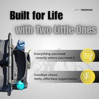 Stroller Caddy Double Stroller Organizer with Cup Holder Phone Pocket Changing Mat Straps Mounted 2 x Stroller Water Bottle Holder