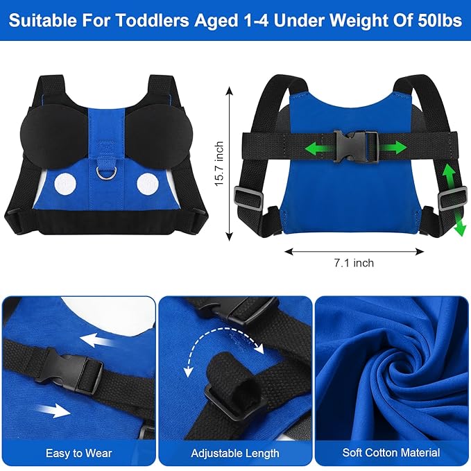 Accmor Toddler Harness Leash, Cute Kids Leash + Anti Lost Wrist Link, Adorable Baby Leash Child Walking Harness Wristband Assistant Strap Mini Belt Protector for Boys to Outdoor Travel (Blue)