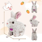Easfan Hopping Bunny Plush Grey Jumping Spotted Rabbit Ears Nose Moving Educational Plush Toy Interactive Toy Electric for Toddlers Kids