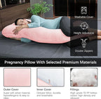 MOON PARK Pregnancy Pillows for Sleeping - U Shaped Full Body Maternity Pillow with Removable Cover - Support for Back, Legs, Belly, HIPS - 65 Inch - Pink