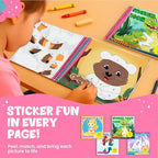 BulbaCraft 4Pcs Sticker Paint Books for Girls - Sticker Books by Number with Mermaids, Princesses, Animals and Unicorns - Coloring Activity for Kids