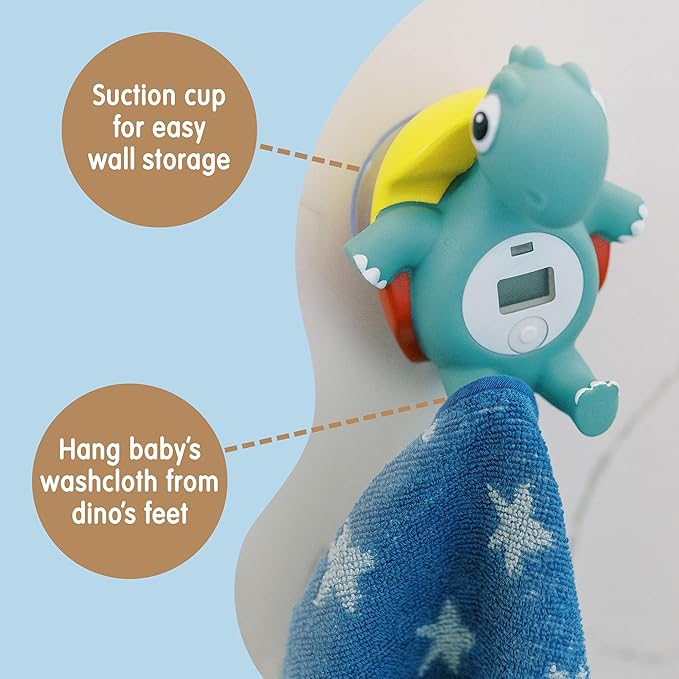 Dr. Brown's CleanUp Temposaurus Floating Bath Thermometer for Accurately Measuring Baby's Bath Water Temperature, BPA free