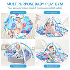 Baby Play Gym Mat,10-in-1 Tummy Time Mat,Sea World Baby Play Mat Activity Gym,Washable Foldable Baby Floor Play Mat for Infants and Toddlers from 0-6-12 Months Newborn Sensory Motor Skill Development