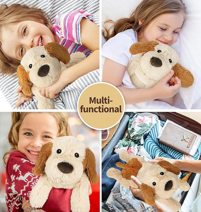 Puppy Stuffed Animals, Microwavable Stuffed Animal Adorable Fluffy Dog Plush for Warmth, Heatable & Coolable Lavender Scent Puppy Plush Toys, Cute Soft Dog Plushies for Kids & Adults Girls Boys Gifts