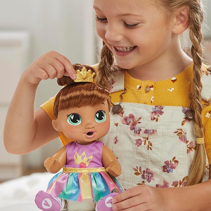 Baby Alive Super BFF Sophia Sparkle Brown Hair Dress Up Baby Doll Playset, 11 Inches, Toys for 3 Year Old Girls & Boys & Up (Amazon Exclusive)