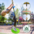 Tree Swing Rainbow Climbing Rope, Heavy Duty Swing Disc Seat Replacement for Kids with Hanging Strap and Platform Carabiners Indoor/Outdoor Playground Accessories (Leaf Green)