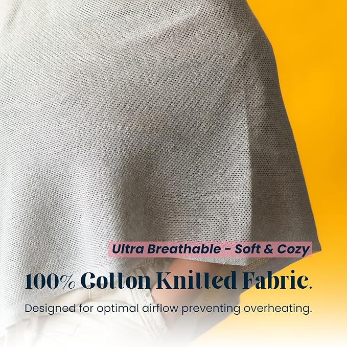 100% Cotton - Breathable Nursing Cover Up for Breastfeeding - Privacy Nursing Covers - Breastfeeding Must Haves - Ponchy by Gold Mamas - Versatile Nursing Shawl for Baby Feeding (Gray)