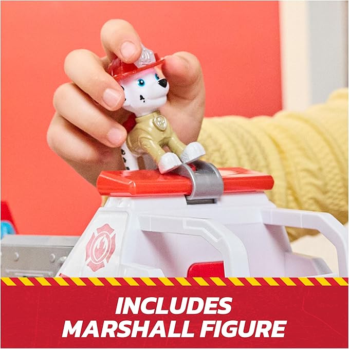 Paw Patrol Fire Rescue: Rapid Reload Fire Truck with Marshall Figure, Quick-Fire Launcher, Lights & Sounds, Kids Toys for Boys & Girls Ages 3 and Up