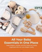 PeraBella Diaper Caddy Organizer with Handle, Baby Shower Gifts Basket Bag, Registry Search Must Haves Items, Nursery Storage Organizer for Newborn Girl Boy, Baby Bag Essentials, Car Diaper Caddy Cart