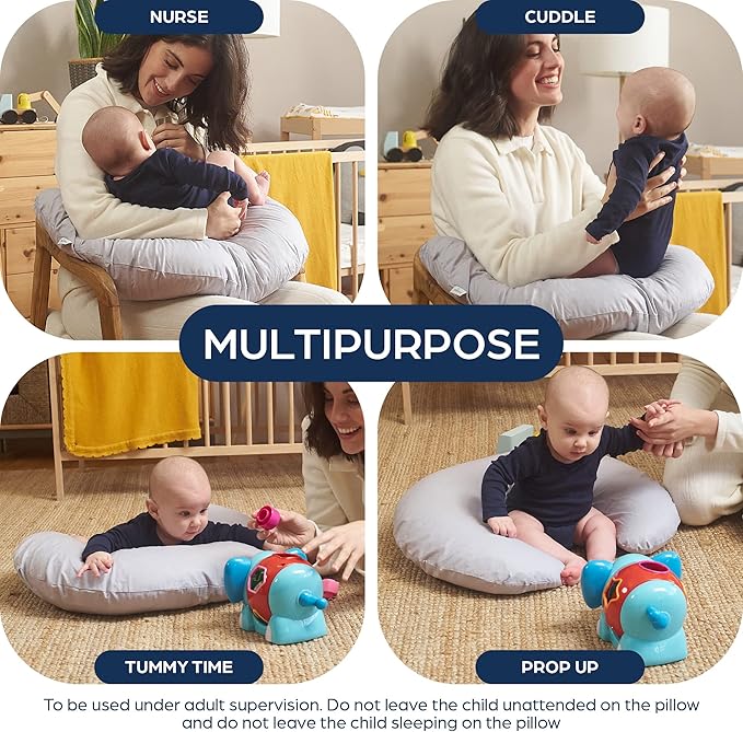 Niimo Nursing Pillow - 100% Cotton Breastfeeding Pillow Cover, Ergonomic Nursing Pillows for Breastfeeding, Machine-Washable Baby Pillow, Breastfeeding Pillows & Breastfeeding Essentials