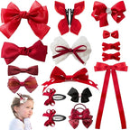 18pcs Red Hair Bows for Girls.Alligator Hair Clips,Hair-ties,Snap Clip Hairpins.Handmade Hair Accessories for Girls Gift Set