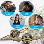 Brass Fidget Spinner Orb Anxiety Toy, Stress Relief Spin Fidgets Hand Bearing Tri Spinner for Kids Adults, Cool Ball Fingertip Gyro Spinning Top Novelty Gift for School Home Office (1PCS)