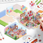 DIY 3D House Stickers, Cute 3D Cartoon Scene for Adult Kids Relief Stress Pass The Time,Cute Make Your Own House Stickers for Gifts Paint by Sticker.(4 Set)