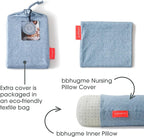 bbhugme Adjustable Nursing Pillow with Two Blue Melange Covers - Breastfeeding and Baby Support