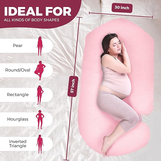 PILLANI Pregnancy Pillows for Sleeping - V C U Shaped Full Body Pillow with Removable Cover, 57inch Cooling Maternity Pillow for Pregnant Women, Support for Back Belly Legs Hip - Pregnancy Must Haves