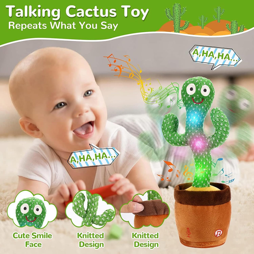 Dancing Talking Cactus Toy for Babies & Toddlers - 120 English Songs, Interactive Repeating Repeats What You Say for Baby Toy,Tummy Time Toys –Baby Toys Girls Gifts