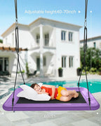 Tree Swing for Kids and Adults, 60" Waterproof Rectangle Platform Swing, 700lbs Heavy Duty with Adjustable Straps, Purple