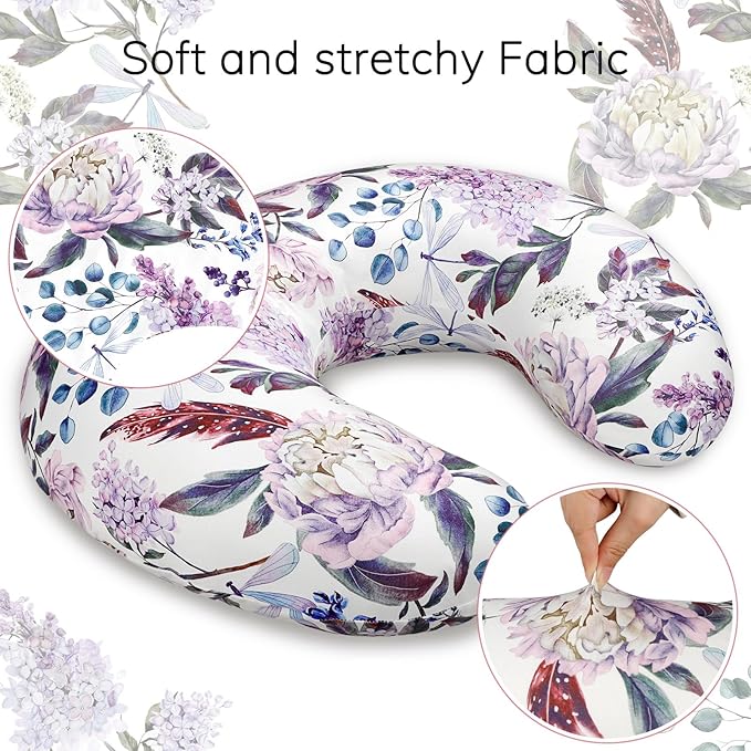 Purple Floral Wisteria Nursing Pillow Cover, Nursing Pillowcase Set for Baby boy or Baby Girl, Nursing Pillow slipcover Cushion Cover, Soft Fabric for snuggling Baby, Suitable for Nursing Pillows