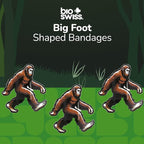 BioSwiss Bandages, Bigfoot Shaped Self Adhesive Bandage, Latex Free Wound Care, Fun First Aid Kit Supplies for Kids and Adults, 24 Count
