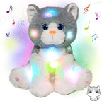 Cuteoy Light-up Singing Plush Cat LED Musical Kitty Stuffed Animal Adjustable Volume Lullaby Plushies Birthday Christmas Toy Gifts for Kids Toddler Girls, 10.5"