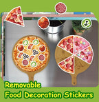 Dino Fun Cooking Food Reusable Sticker Book for Kids,11 Scenes + Over 200 Food Stickers,Treats Sticker Book for Toddlers 3-6 Years,Removable Decoration Snack Stickers,Make A Face Cupcake Sticker