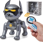Top Race Robot Dog Toy - Interactive Fun and Educational STEM Remote Control Robot Toy for Kids - Dances, Sits, Stands, Barks, Walks - Rechargeable - Plastic Pet Robot - Dark Grey