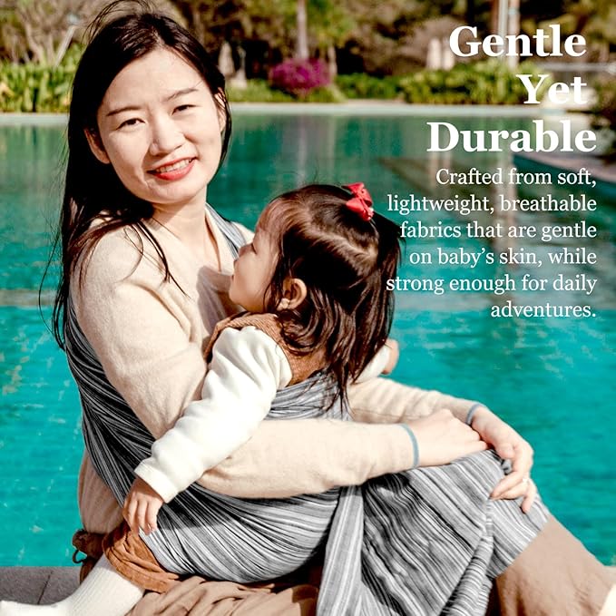 Ring Sling Baby Carrier, Soft Cotton Baby Sling Carrier Newborn to Toddler, Baby Wrap Carrier for Plus Size Parents, Perfect Shower Gift, Rock