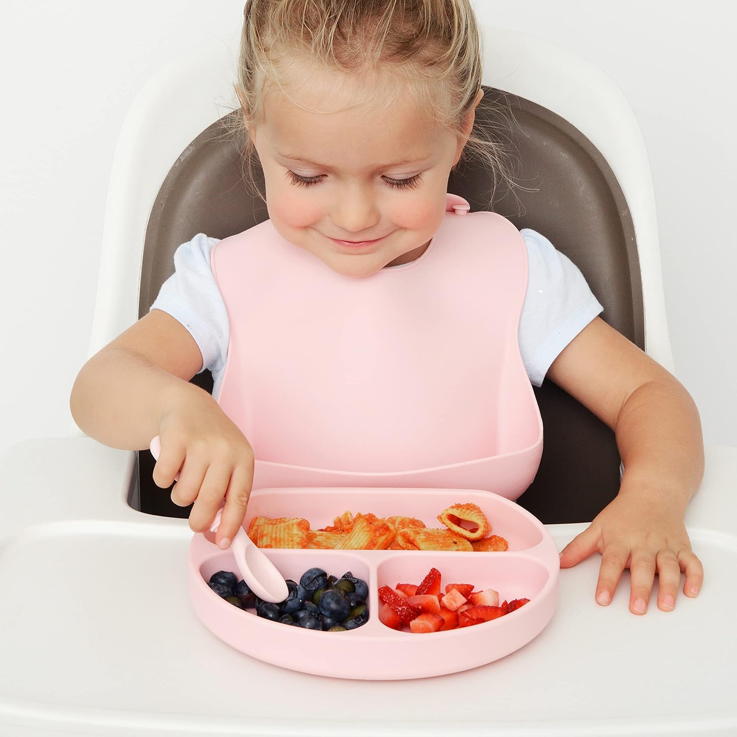 PrimaStella Silicone Chew Spoon Set for Babies and Toddlers - Safety Tested - BPA Free - Microwave, Dishwasher and Freezer Safe - Earth Shades